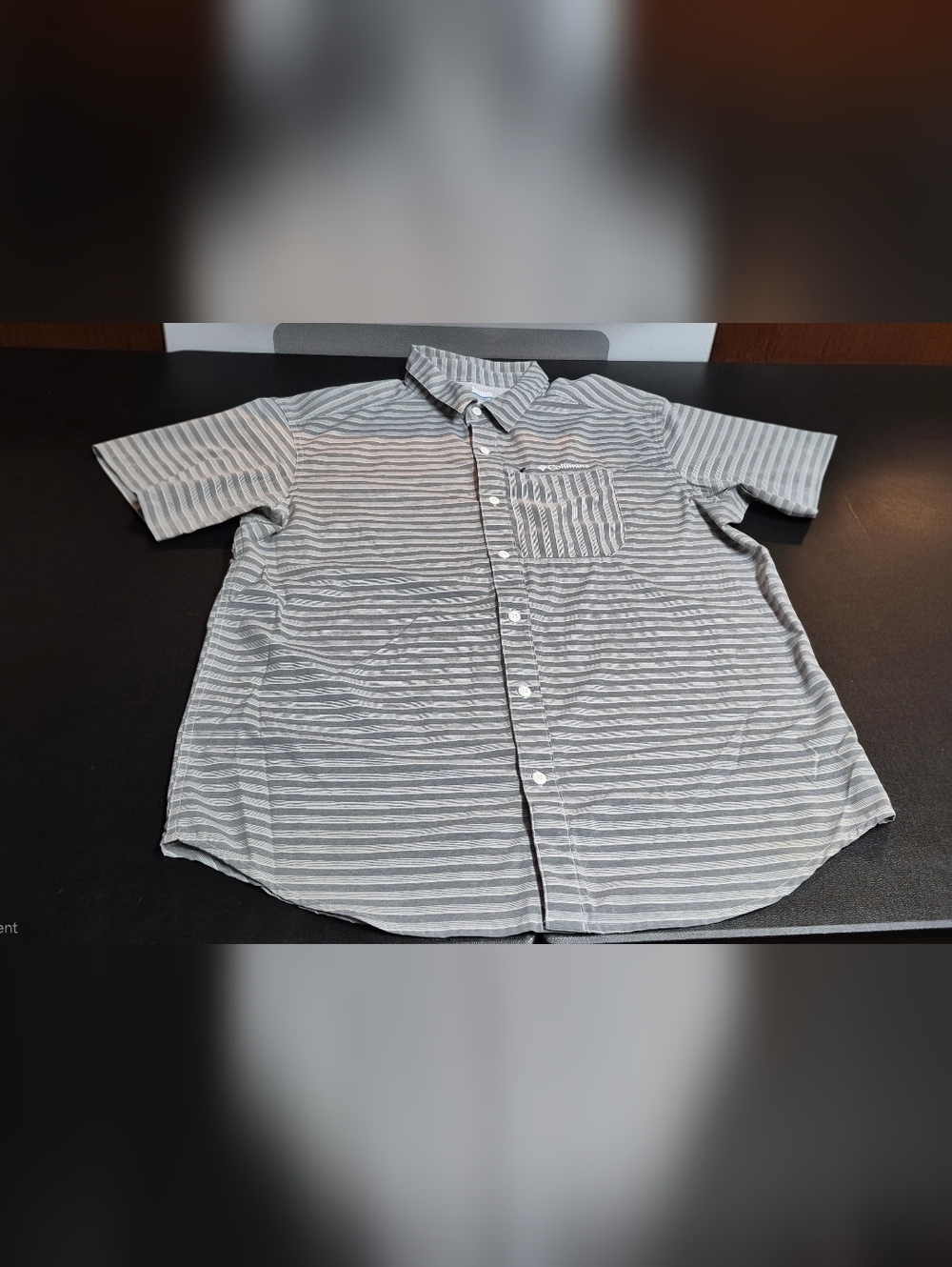 Columbia Men's L Performance Shirt Striped S/S Button Front Mesh Vented Hiking